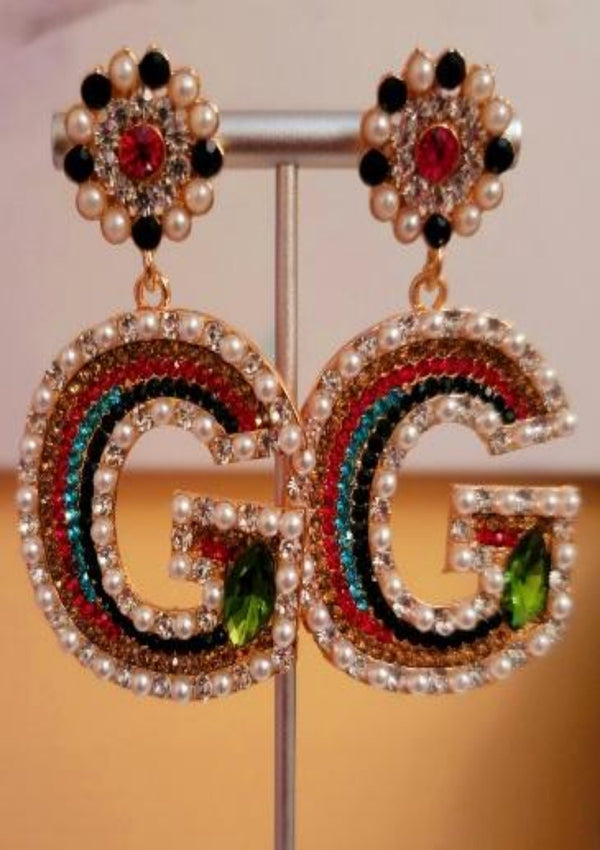 Glam Pearl Rhinestone  Drop Earrings - GlamLusH Boutique 