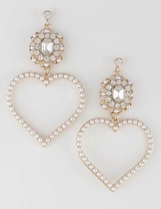 Luxury Open Cut Heart Pearl Earrings - GlamLusH Boutique 
