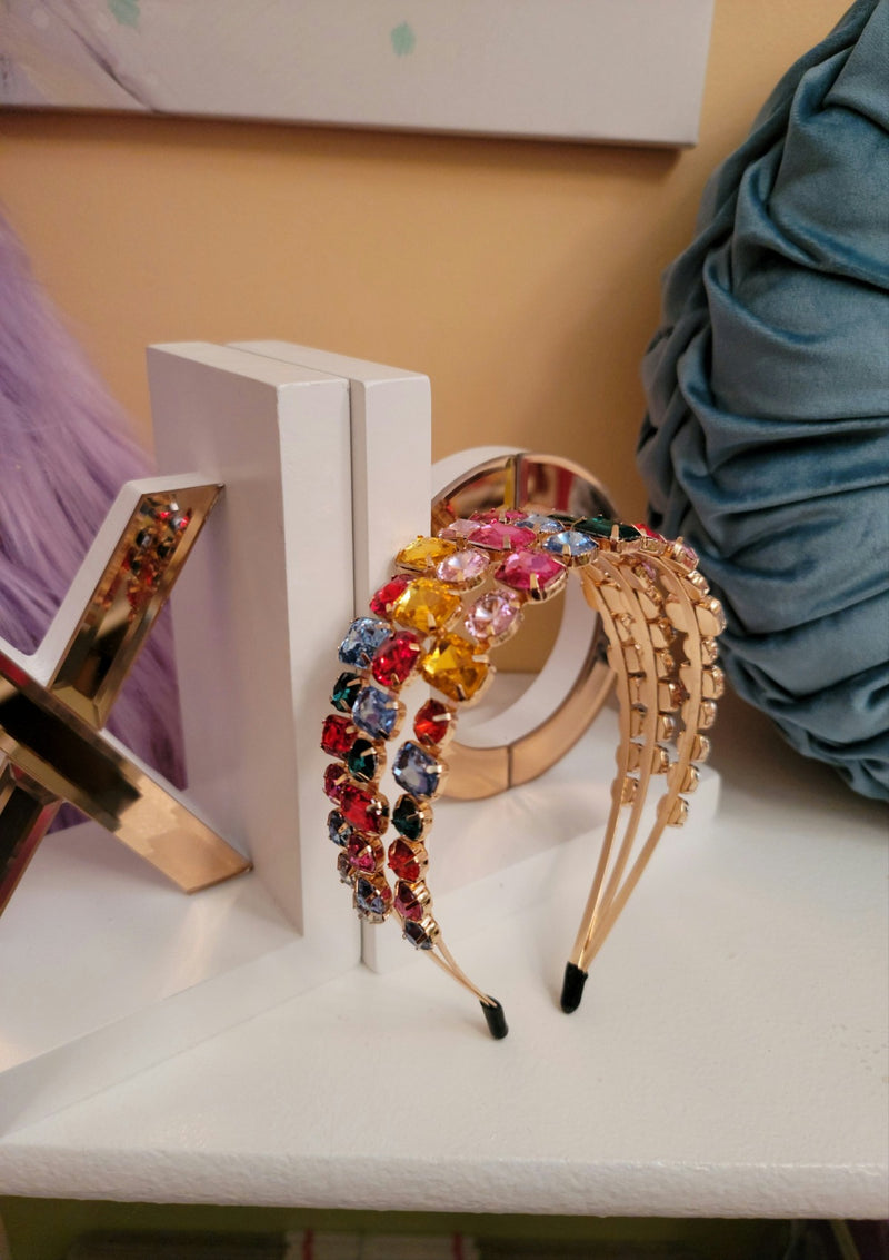 Cinderella Multi-Colored  Rhinestone Headband - GlamLusH Boutique 