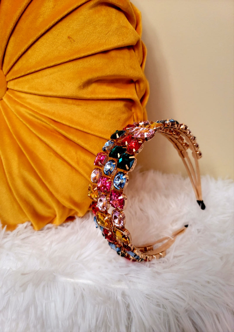 Cinderella Multi-Colored  Rhinestone Headband - GlamLusH Boutique 