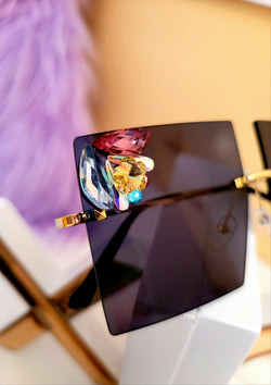 Sapphire Crystal Flower Sunglasses - GlamLusH Boutique 