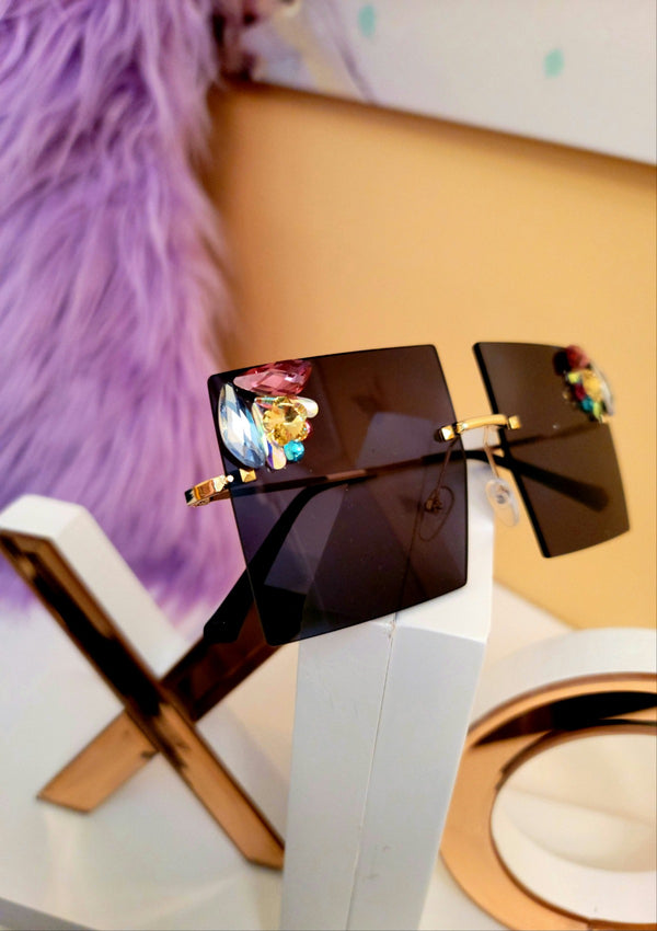Sapphire Crystal Flower Sunglasses - GlamLusH Boutique 