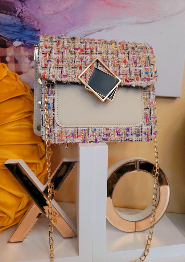Jessica Geometric Tweed Crossbody Bag - GlamLusH Boutique 