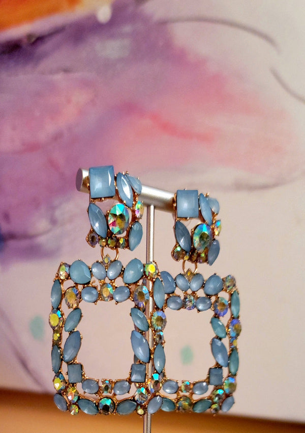 Saphire Rhinestone Earrings - GlamLusH Boutique 