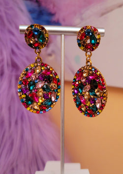 Rhinestones Multi-colored Drop Earrings - GlamLusH Boutique 