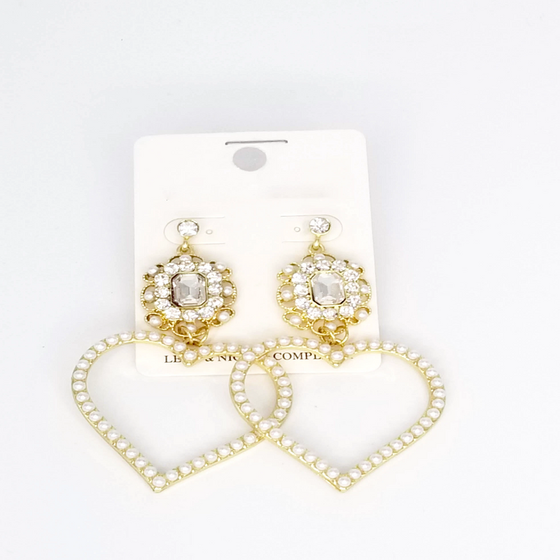 Luxury Open Cut Heart Pearl Earrings - GlamLusH Boutique 