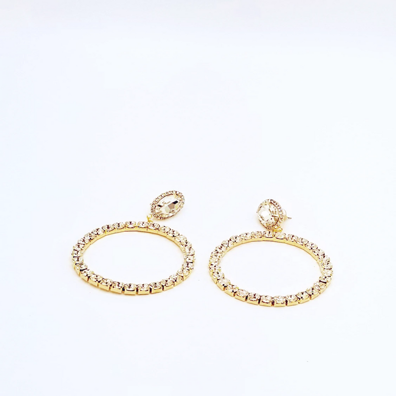Round Rhinestone Earrings - GlamLusH Boutique 