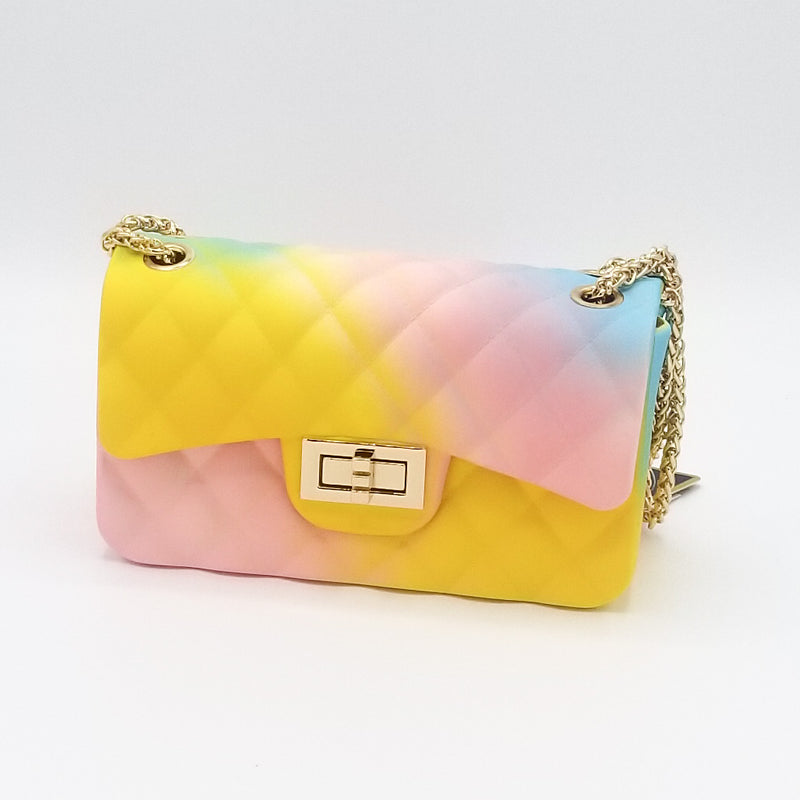 Buy Rainbow Jelly Bag ，Multi Color Quilted Crossbody Women Purse ，Handbags，Jelly  Purses For Women Color Rainbow PVC Fashion Matte Rhombic Jelly Shoulder Bag  (Apricot-yellow,Pink) at Amazon.in