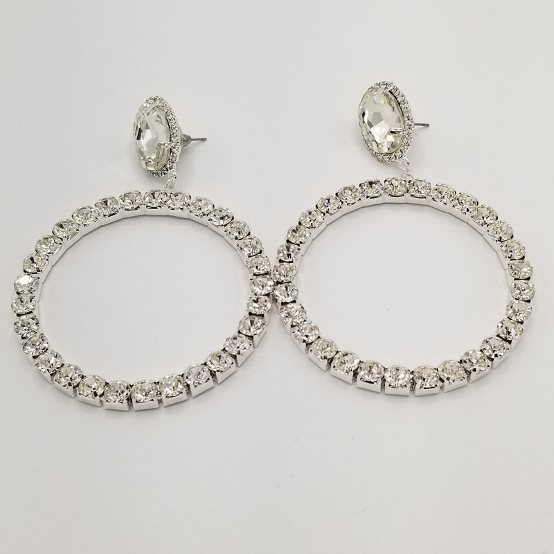 Rhinestone Round Hoop Earrings - GlamLusH Boutique 