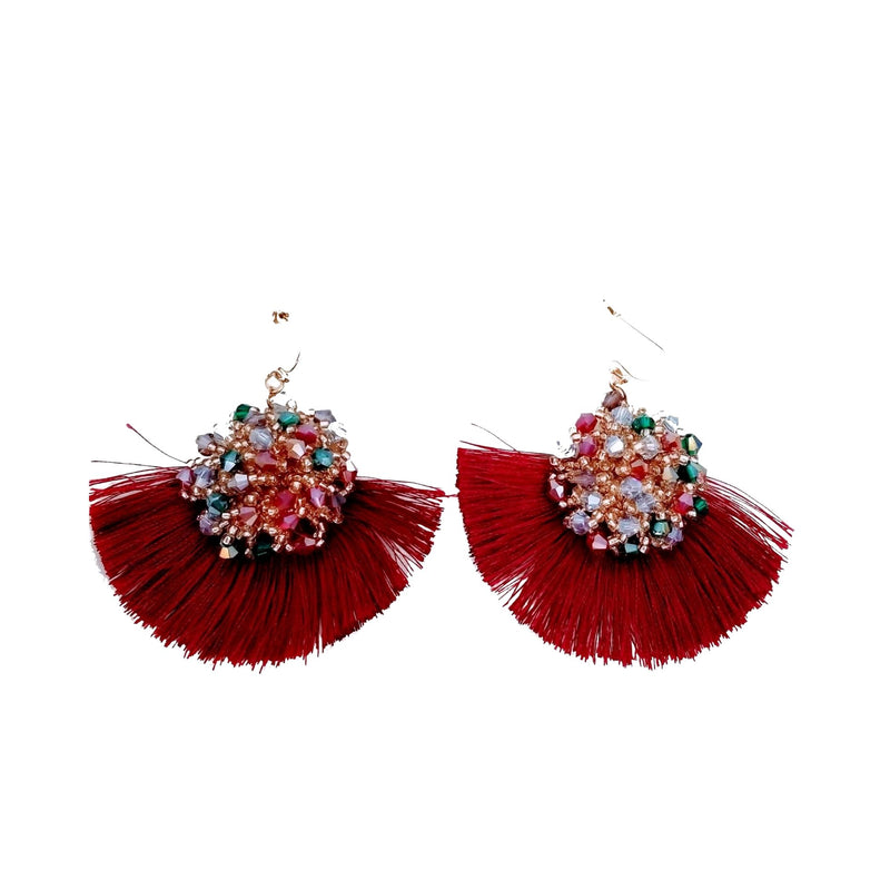 Beaded Cluster Tassel Drop Earrings - GlamLusH Boutique 