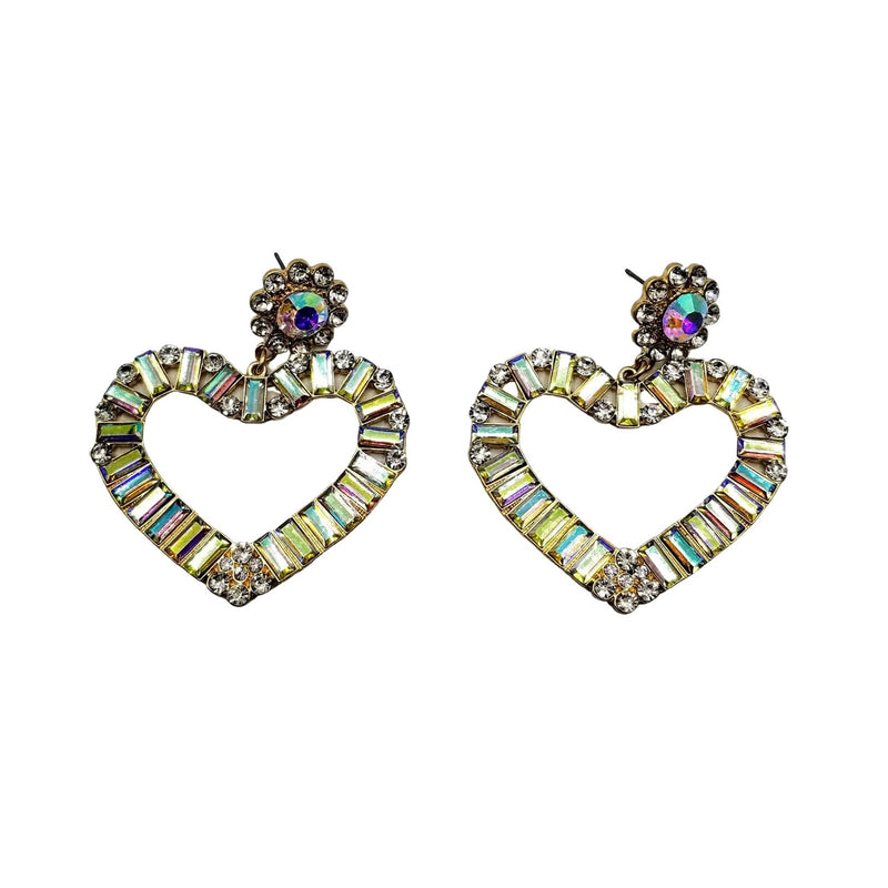 Rhinestone Heart Shape Earrings - GlamLusH Boutique 