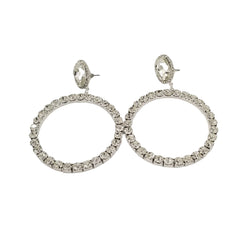 Rhinestone Round Hoop Earrings - GlamLusH Boutique 