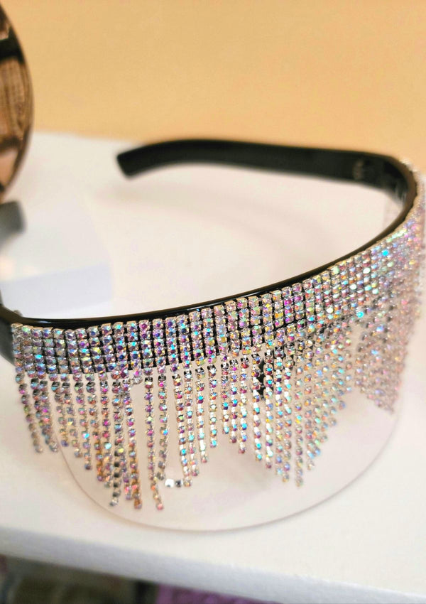 Rhinestone Fashion  Shield Glasses - GlamLusH Boutique 